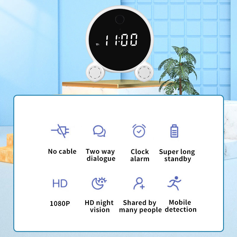 Wifi Alarm Clock Camera HD 1080P Night Vision Home Security Camera