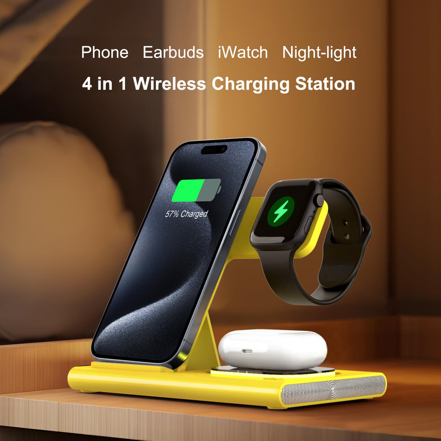 Wireless Charger Station, 4 In 1 Foldable 15W Fast Charging Wireless Charging Station