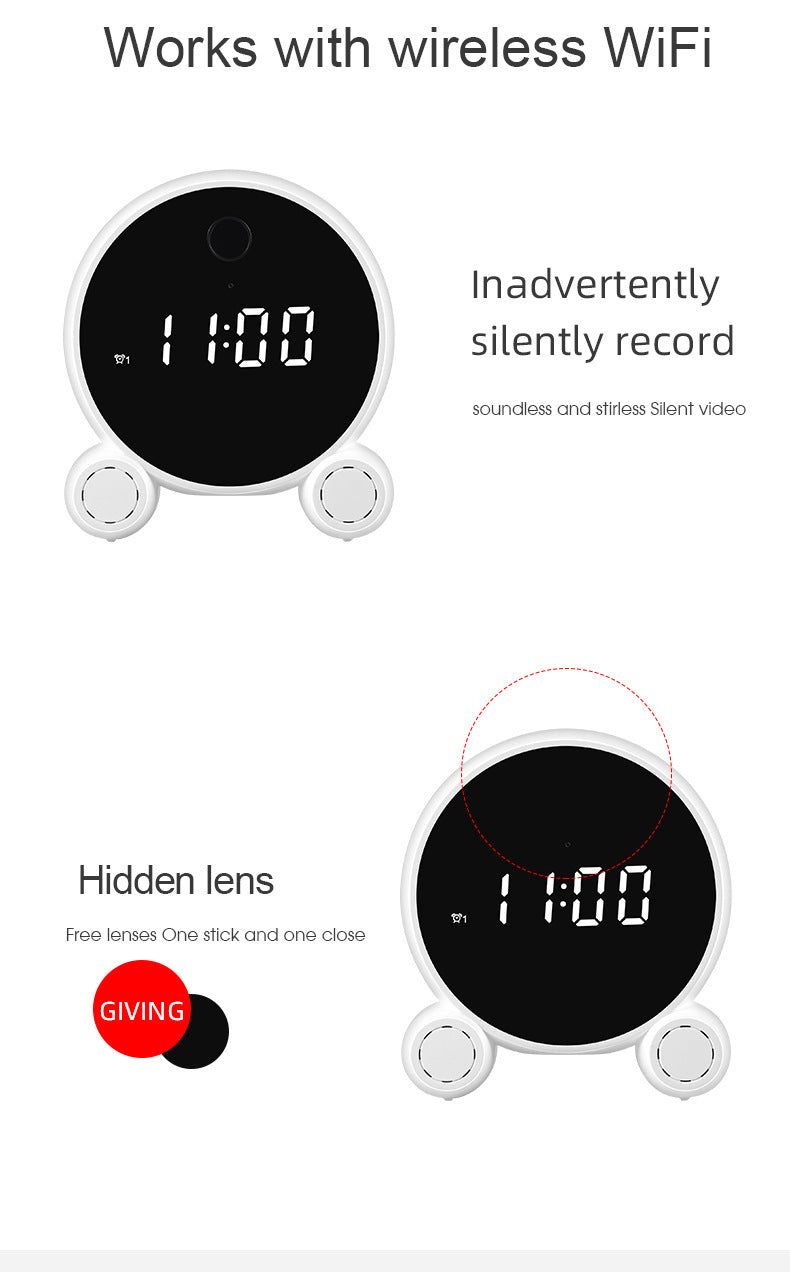 Wifi Alarm Clock Camera HD 1080P Night Vision Home Security Camera
